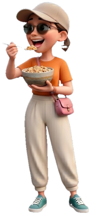 Wisely's food-coach character holding a bowl of cereal